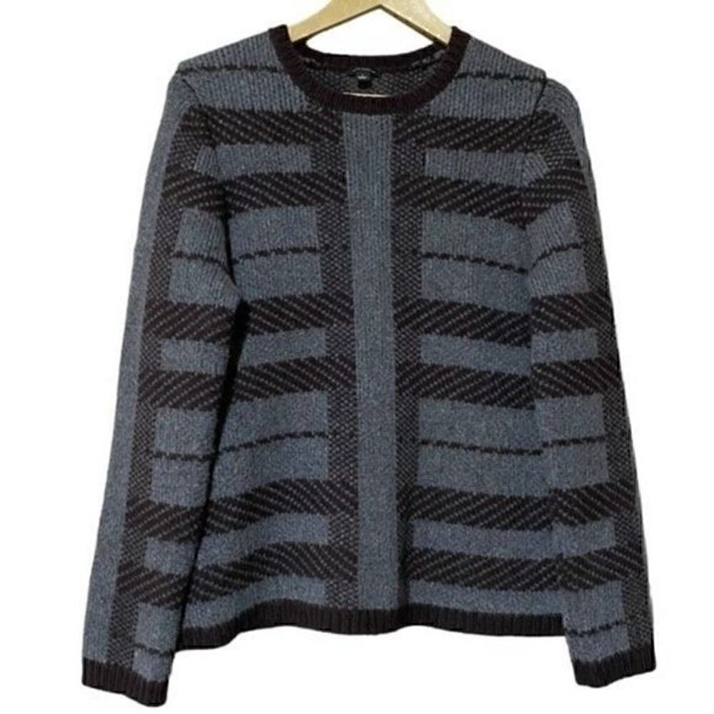 Ann Taylor Women’s Long Sleeve Wool Blend Sweater Large Grey/Brown​